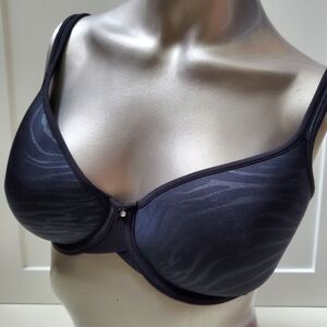 Wonderbra D34 W7333 Black bra zebra print rhinestone